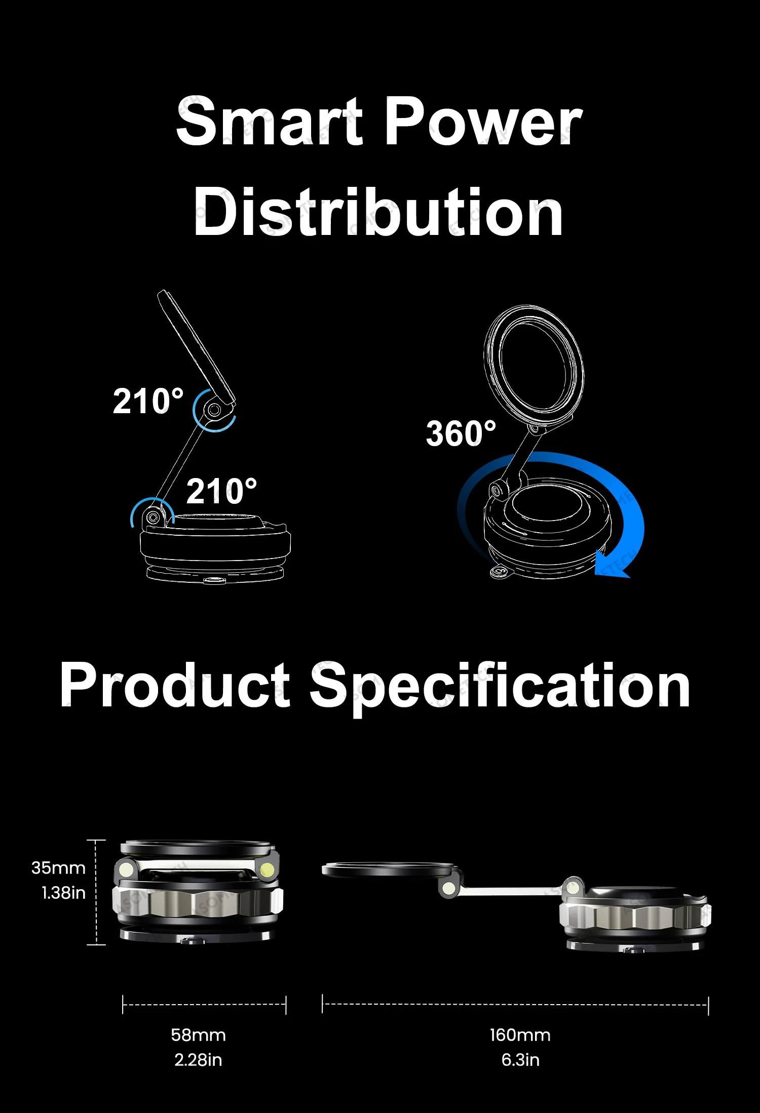 Magnetic Car Phone Holder Stand For Magsafe 360° Adjustable Vacuum Car Phone Mount for Car/Desk/Bathroom/Universal Use