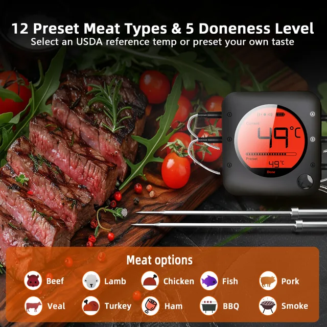 Wireless Bluetooth Meat Thermometer – 6 Probe Digital BBQ Kitchen Thermometer 2
