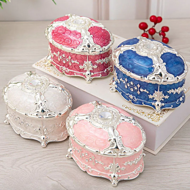 

Fashion Egg Shape Medium Metal Jewelry Box With Artificial Diamond Inlay Jewelry Organizers Metal Tin BoxJB032