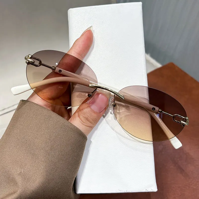 Vintage-Legierung randlose sexy Sonnenbrille für Frauen neue Modemarke kleine Cat-Eye-Sonnenbrille Männer fahren Outdoor-Brillen UV400 – Detail 10