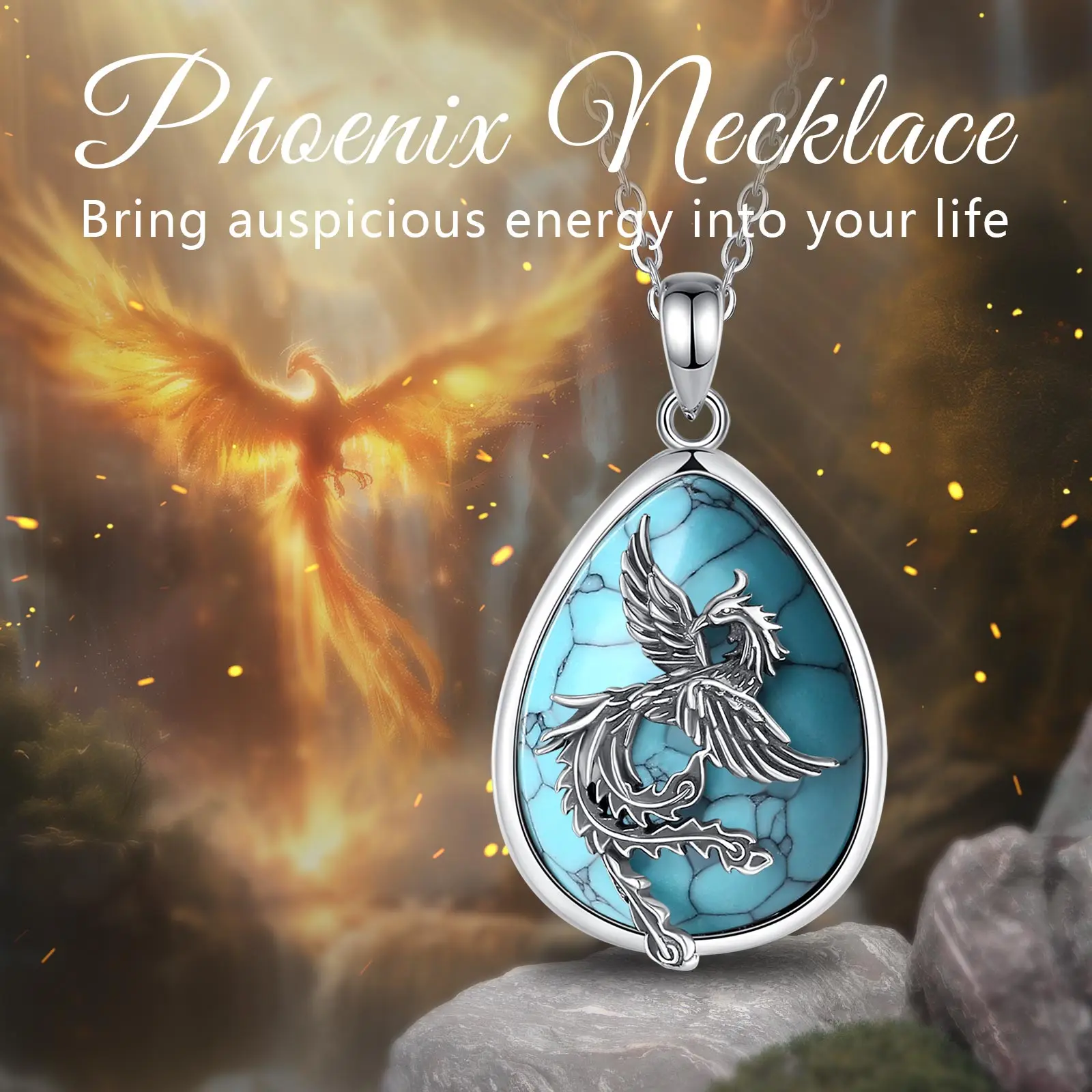 Eudora Original 925 Sterling Silver Phoenix Neckalce for Women Men