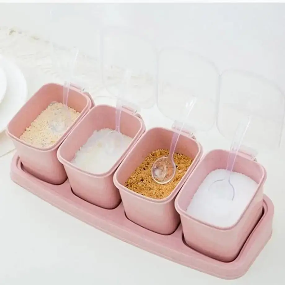 1 Set Mai Xiang Seasoning Box Plastic Seasoning Jar Set Kitchen Home Salt Jar Creative Seasoning Box Seasoning Jar