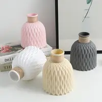 Nordic Flower Vase Imitation Ceramic Moire Artificial Flower Vase Living Room Desktop Decoration Wedding Centerpiece Arrangement 1