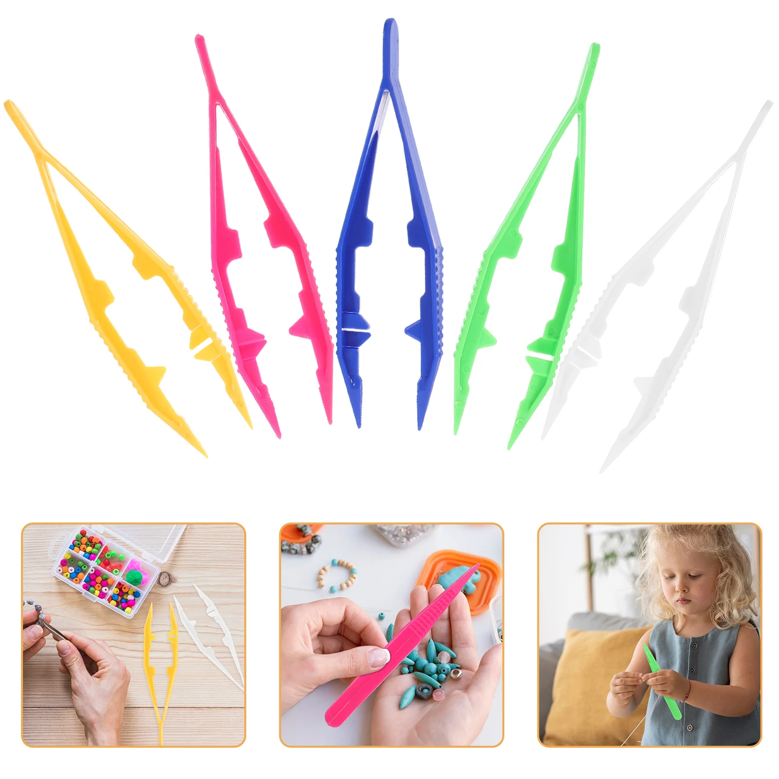 

20 Pcs Lightweight Plastic Tweezers High-precision for Kids Jewelry Pp Beads Reamer Making