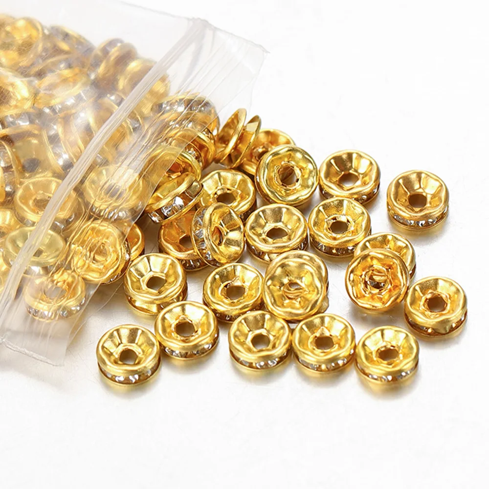 100 Stück 4–10 mm Strass-Abstandsperlen, Leichtmetall-Radperlen für DIY-Armbänder, Halsketten, Ohrringe, Bekleidungszubehör – Detail 8