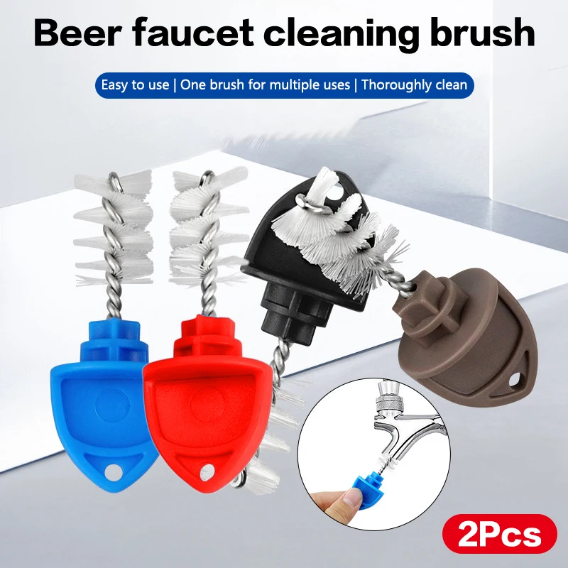 2Pcs Beer Faucet Deep Cleaning Brush Beer Tap Cap Plug Cleaner For Home Bar Faucet Hygiene Tool Nylon Bristle Brushes Portable