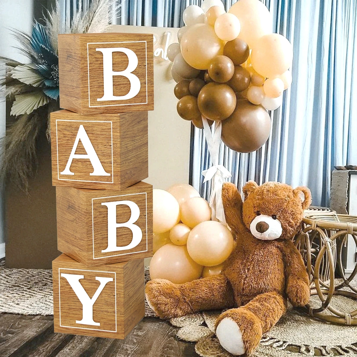 Creative Deco Scatola di Legno Decorativa Personalizzata per Baby Shower  Baby Party | 30x20x14 cm (+/-1cm) | Scatola con Motivi Femminili e Maschili  