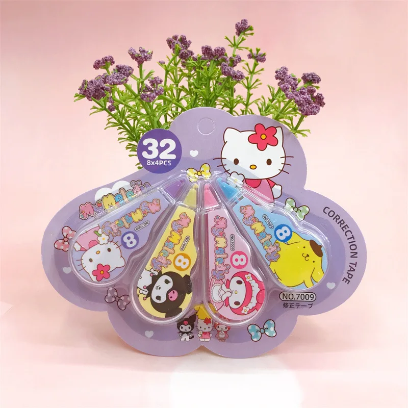 4Pcs/set Sanrio Hello Kitty Correction Tape Kuromi My Melody Pompompurin Kawaii Students Stationery School Office Supplies