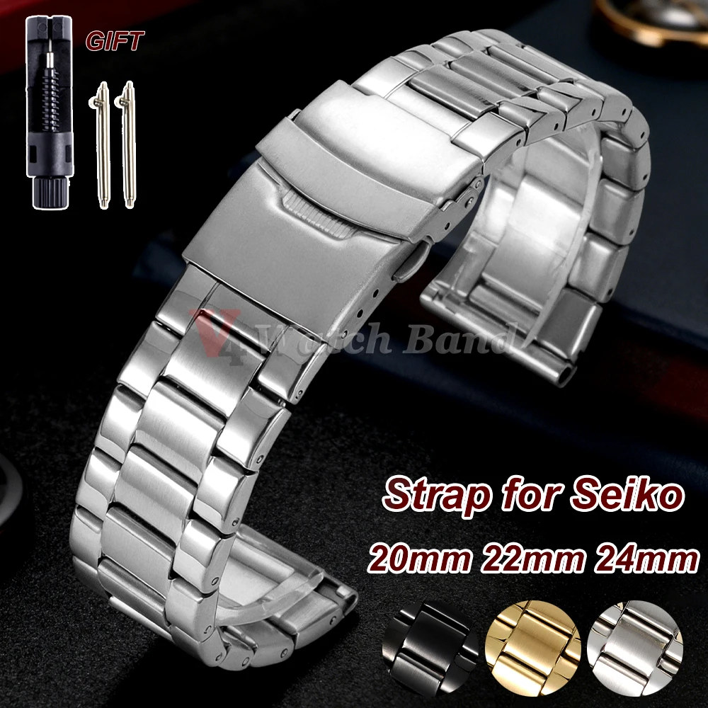 Premium Stainless Steel Semi-Solid Metal Watch Band Strap - Elegant Bracelet Accessory