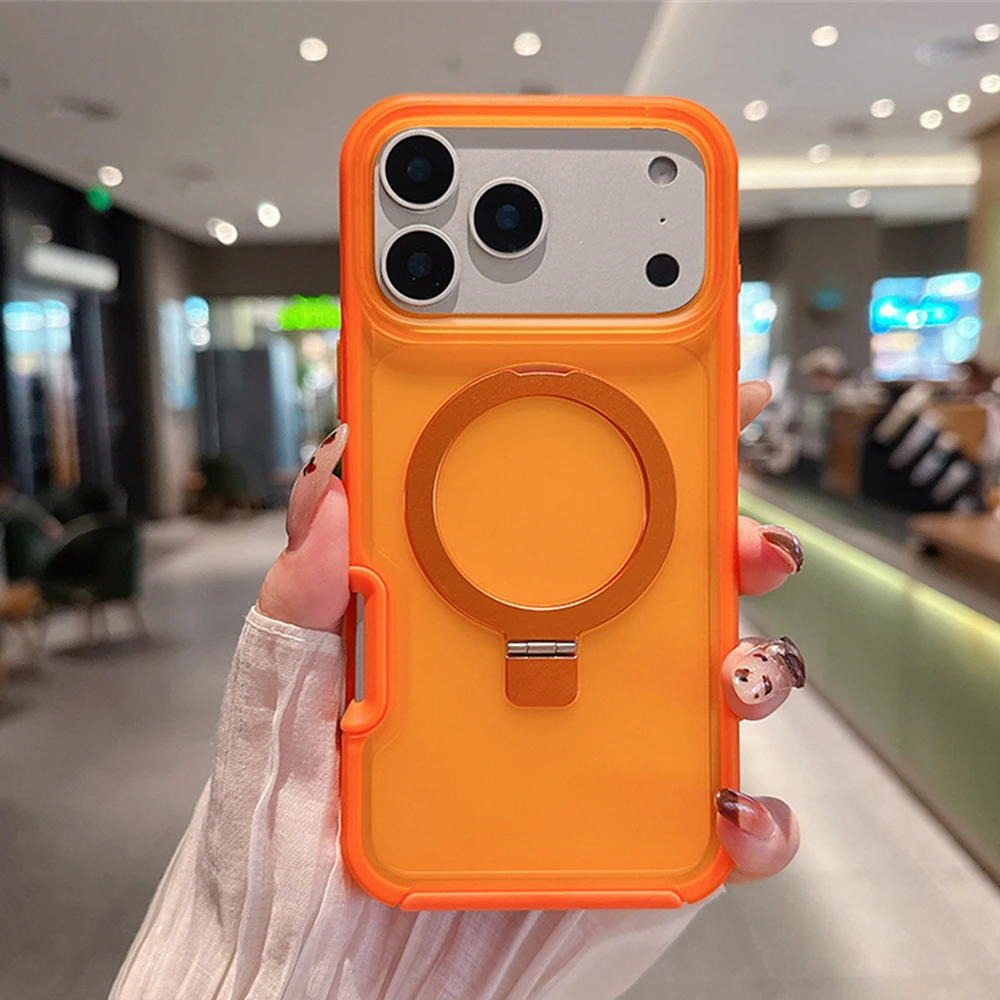 Foldable Magnetic Stand Phone Case - Clear Candy Color with Dual Layer Protection