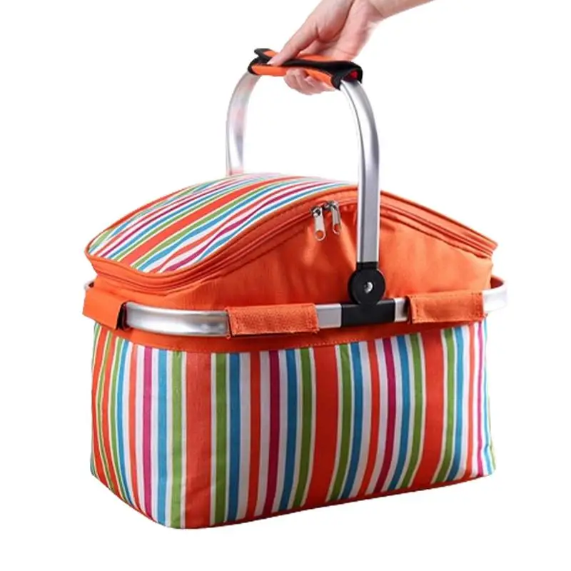 Foldable Camping Ice Cooler Basket 30L Insulation Picnic Basket Picnic Bag Portable Oxford Cloth Bag For Camping Grocery cooler bag