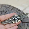 Harley-davidson brass flying wing insert skull badge shield Leather coat cap trim buckle screw fittings 2