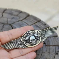 Harley-davidson brass flying wing insert skull badge shield Leather coat cap trim buckle screw fittings 2
