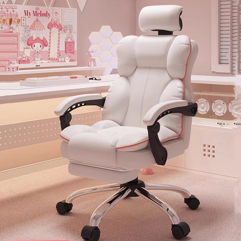 girl tall executive office chair comfortable luxury armrest adjustable office chair neck pillow cadeiras de escritorio furniture Armrest Design Office Chair Neck Pillow Roller Comfy Gaming Office Chair Computer Ergonomic Cadeiras De Escritorio Furniture