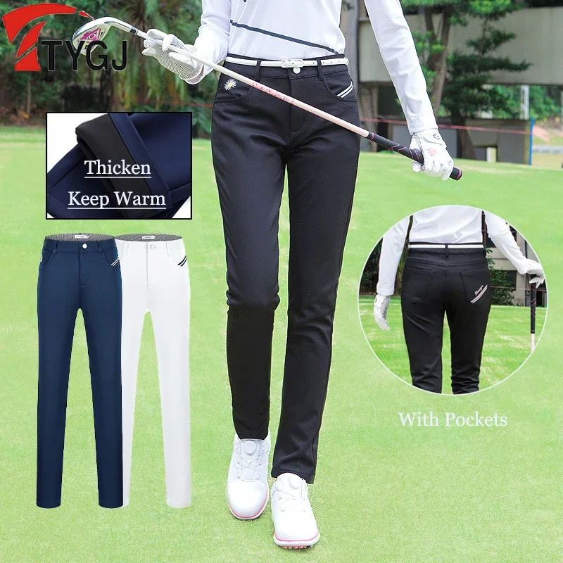 TTYGJ Winter Women Golf Clothing Female Thicken Warm Golf Pants