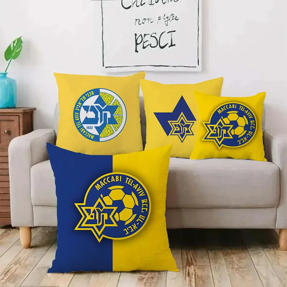 Pillow Covers Cartoon Maccabis Tel Aviv Sofa Decorative Double-sided Printing Short Plush Cushion Cover