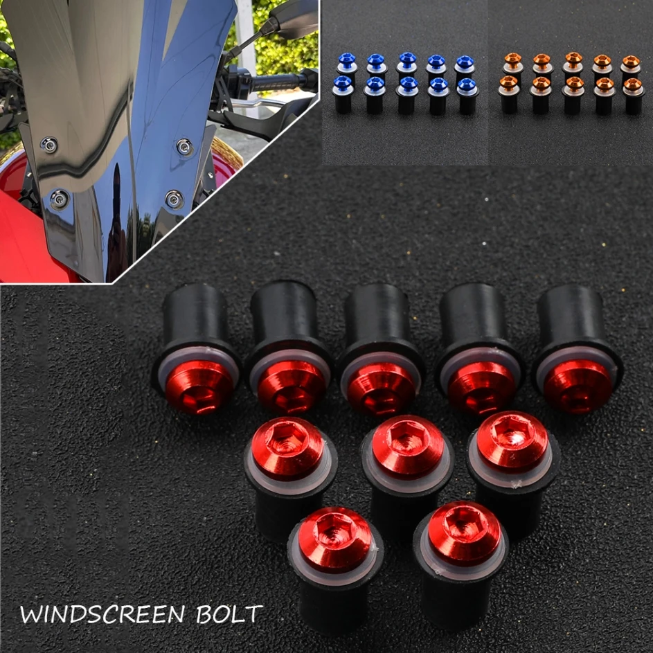 

Motor M5 Fastener Nuts Windscreen Windshield Screw For Honda Shadow 1100 400 600 700 750 800 VT125 ST1100 RVF750R Mounting Bolts