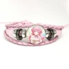 Project SEKAI Anime Momoi Airi MORE MORE JUMP! Pink Leather Bracelet Glass Cabochon Button Multilayer Bangles Wristband Gift 6