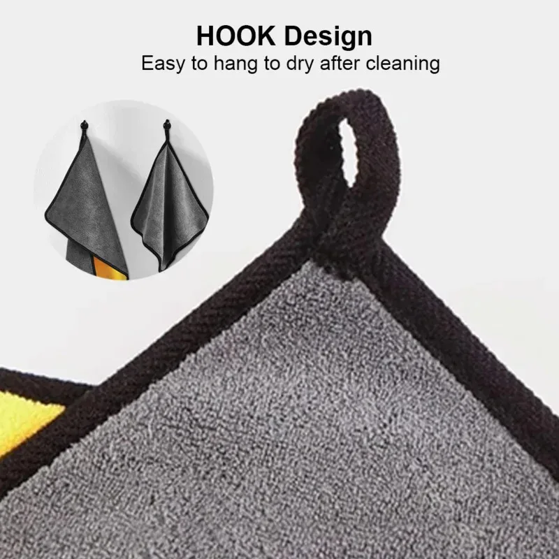 세차 타월 청소용 천 흡수성 건조 천 다용도 마이크로파이버 타월 두꺼운 노란색 30/40/60cm