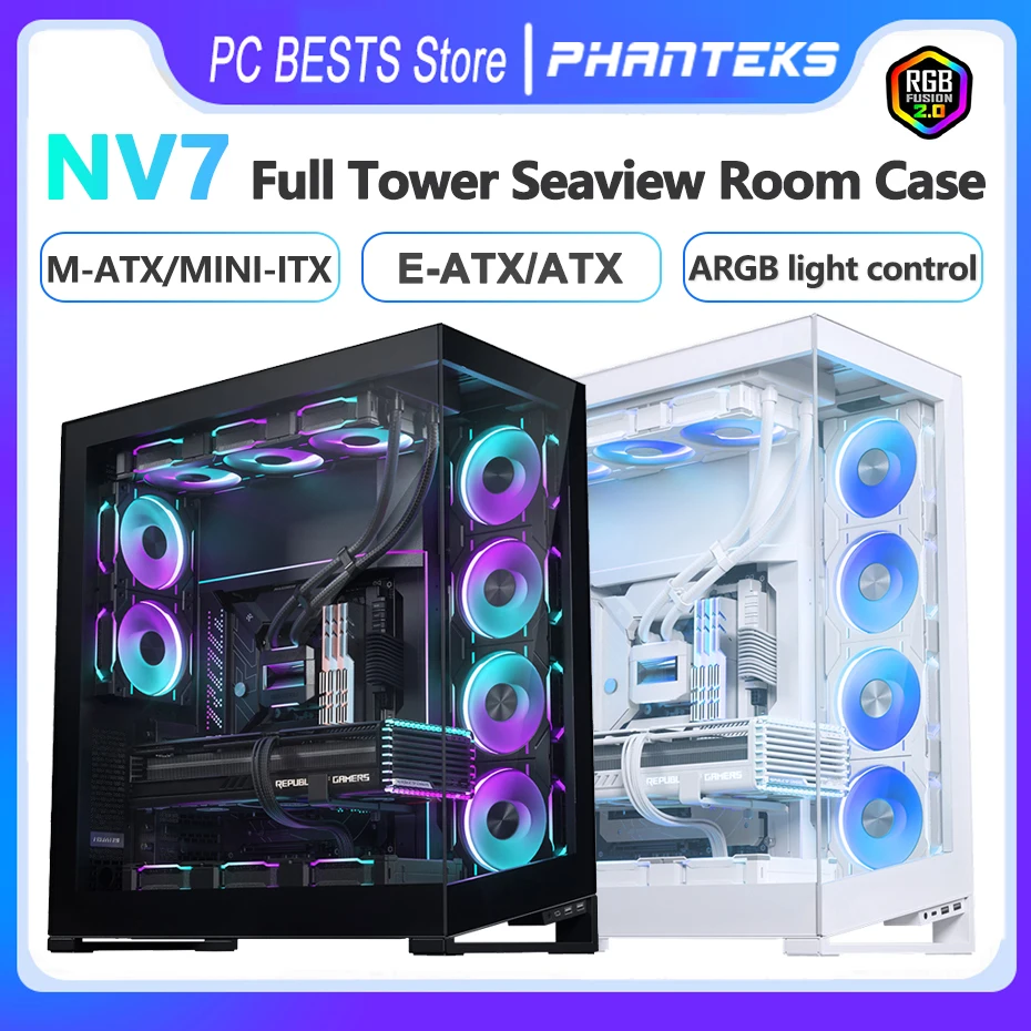 Phanteks Nv7 Seaview Room E-Atx Case Argb Light Control Full Tower Supporto Per Chassis Per Computer Desktop Atx Type-C Posizionamento Bidirezionale
