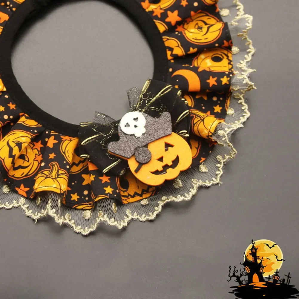 Cute and Soft Cat Dog Pet Necklace Halloween Pet Adjustable Lace Collar Pet Party Bib Scarf Necklace Small Medium Pets