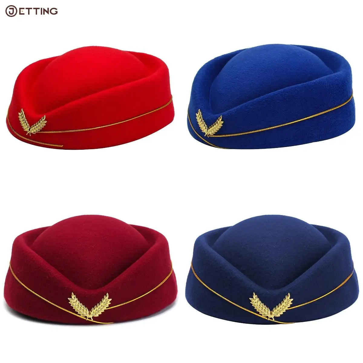 Women Ladies Stewardess Hat Wool Fedoras Hats Elegant Airline Costume