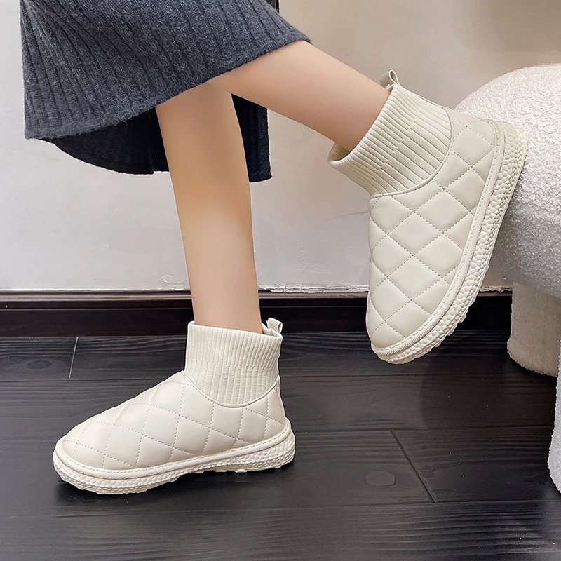 

Ankle Flats Platform Women Snow Boots Suede Plush Warm Casual Shoes Winter New Thick Goth Fashion Shoes Chelsea Women Boots