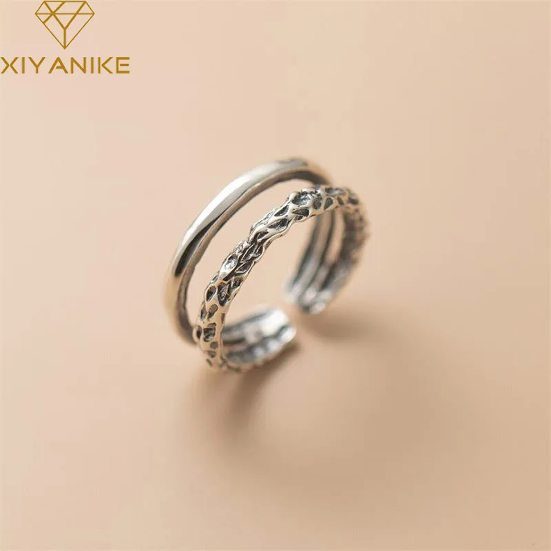 ALEXCRAFT Chunky Ring Damen - Verstellbarer Gold/Silber Ring 17,5mm