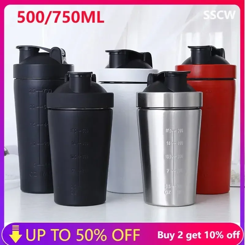 Stainless Steel Protein Shaker Cup Portable Water Bottles Fitness Sports Mug Nutrition Shakers Cups Protein Whey Water Cup MIxer
