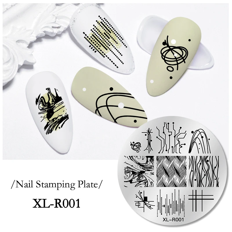1PC circular Nail Stamping Plates Leaves Flower Geometric Stainless Steel Template Nail Art Image Texture DIY Plate Tool 3