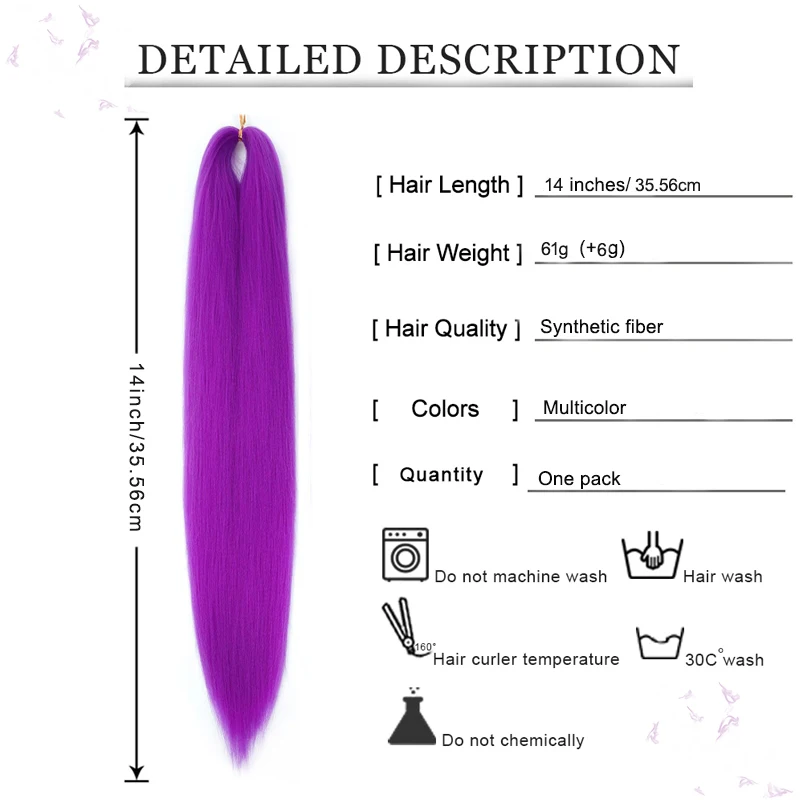 LUPU 1PCS 14 inch Short Pre Stretched Synthetic Hair Extensions With Yaki Texture Straight Braids for Children Easy to Style