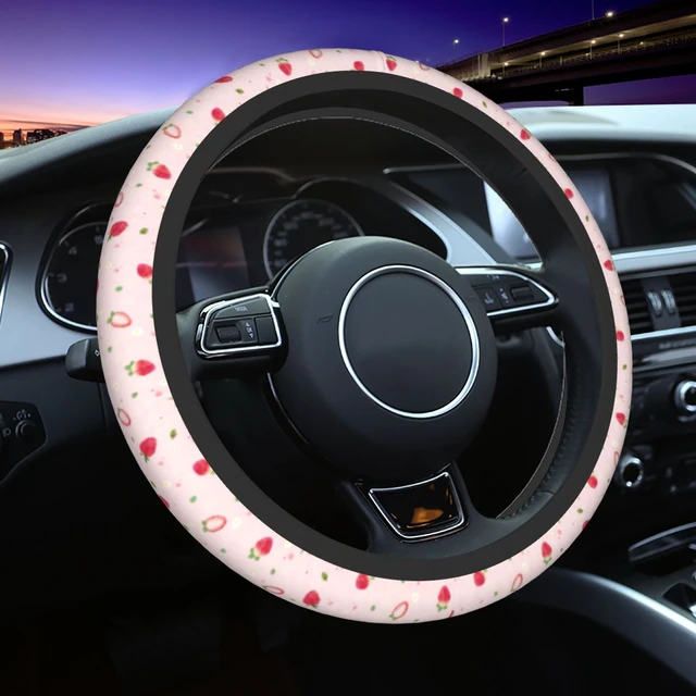 Funda Universal para volante de coche, 38cm, fresa bonita, rosa, estilo de  coche, accesorios de moda - AliExpress