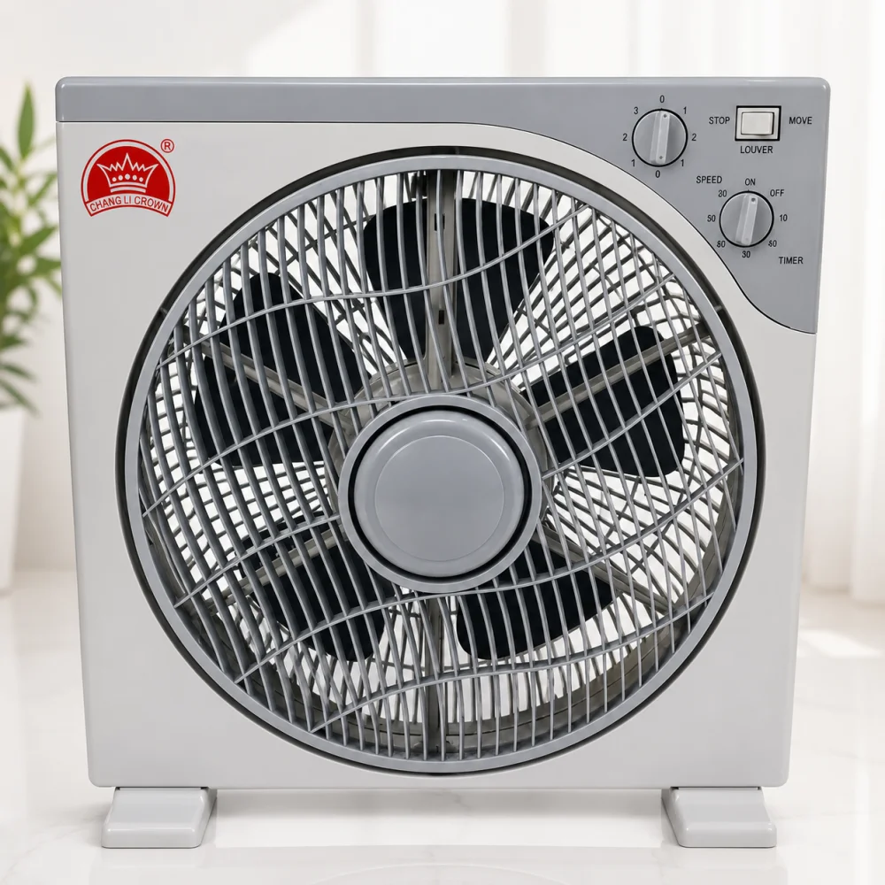 Ventilador de Caja de 12 Pulgadas Silencioso para Hogar y Dormitorio | Ventilador de Mesa con Oscilación y Temporizador | Ideal para Oficina y Línea de Producción