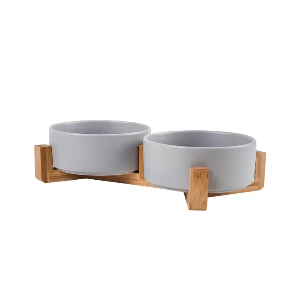 Dog Bowl Cat Bowl Ceramic Bowl Water Bowl Wooden Frame Protection Cervical Spine Tall Dog Drinking Bowl Pet Bowl Pet Supplies 6