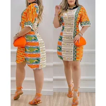 

Dresses For Women Spring And Summer New Irregular Dress Fashion Fruit Print Half Sleeve Dress Short Skirt Women's Dress
