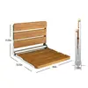 Fold Down Shower Bench Wall Mounted Teak Wood Seat Durable Waterproof Non-Slip Safe Installation Small Spaces 440lb Capacity 6