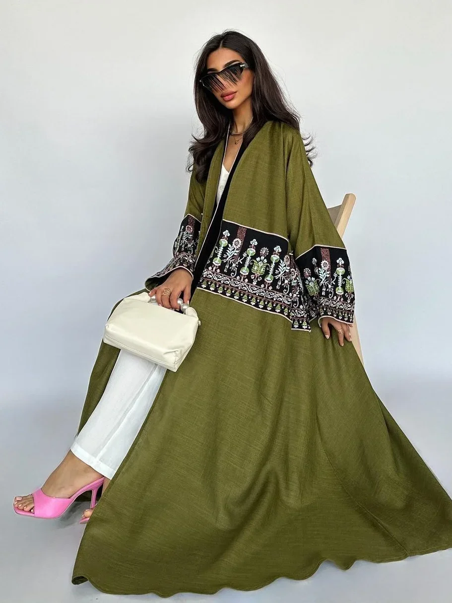 Eid Muslim Women Party Long abaya Jalabiya Embroidery Robe Ramadan Morocco Dubai Arab Kaftan Islam Modest Cardigan Vestidos muslim dress,muslim robe,muslim women top