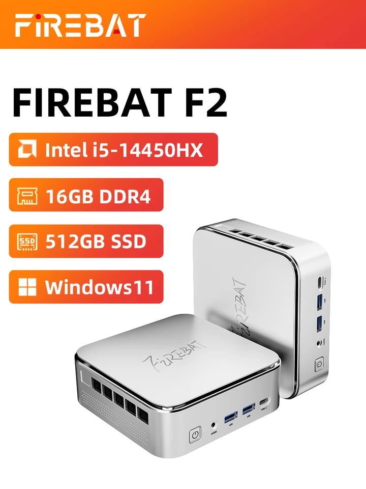 FIREBAT F2 MINI PC Intel i5-14450HX DDR4 16GB RAM 512GB SSD WIFI6