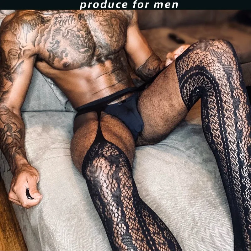 Men's Sexy Pantyhose Fishnet Stockings Adult Male Underwear Exotic Man Transparent Mesh Club Party Night Wear New Crotch Tights men stockings mens pantyhose men lingerie