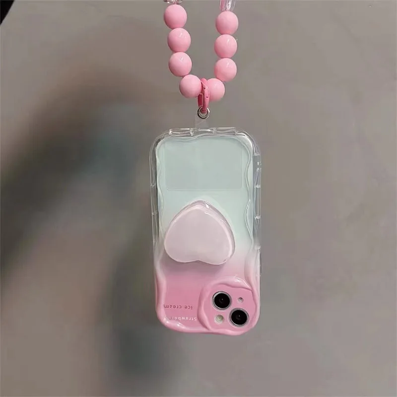 Love Heart Gradient Chain Phone Case Cover
