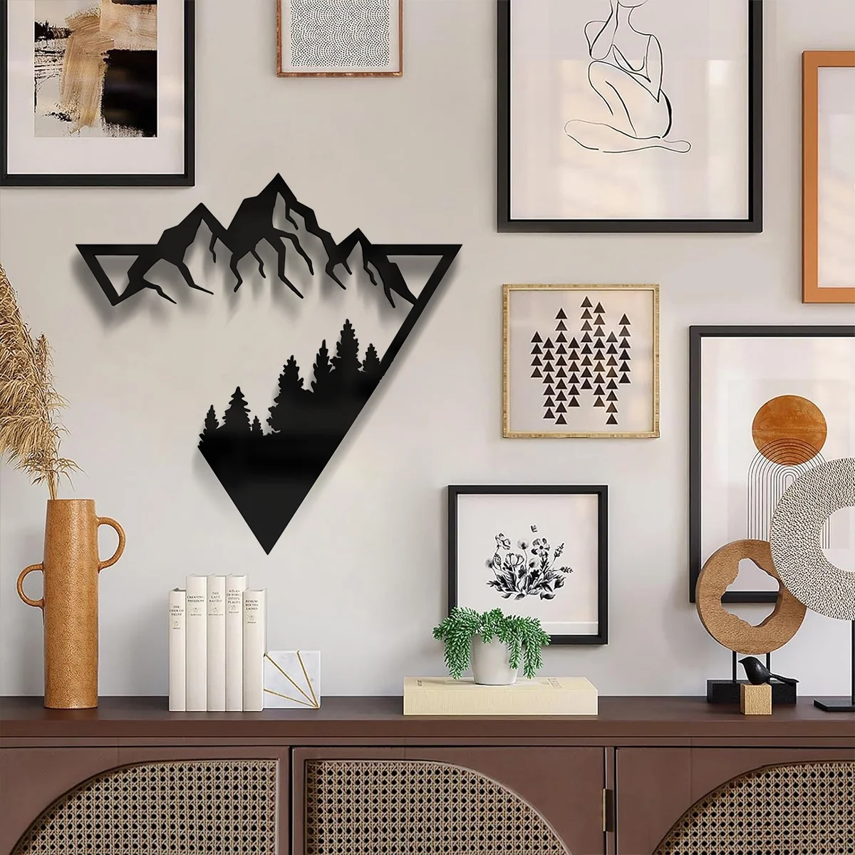 

CIFBUY Deco Mountain Scene Metal Wall Hanging Art Modern Home Decor Bedroom Living Room Beautiful Wall Decor Home Office Decorat