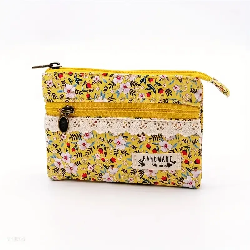 Mode Frische Blumen Münze Tasche Multifunktionale Karten Halter Drucke Baumwolle Stoff Kleine Brieftasche Vier-Schicht Geldbörse – Detail 10