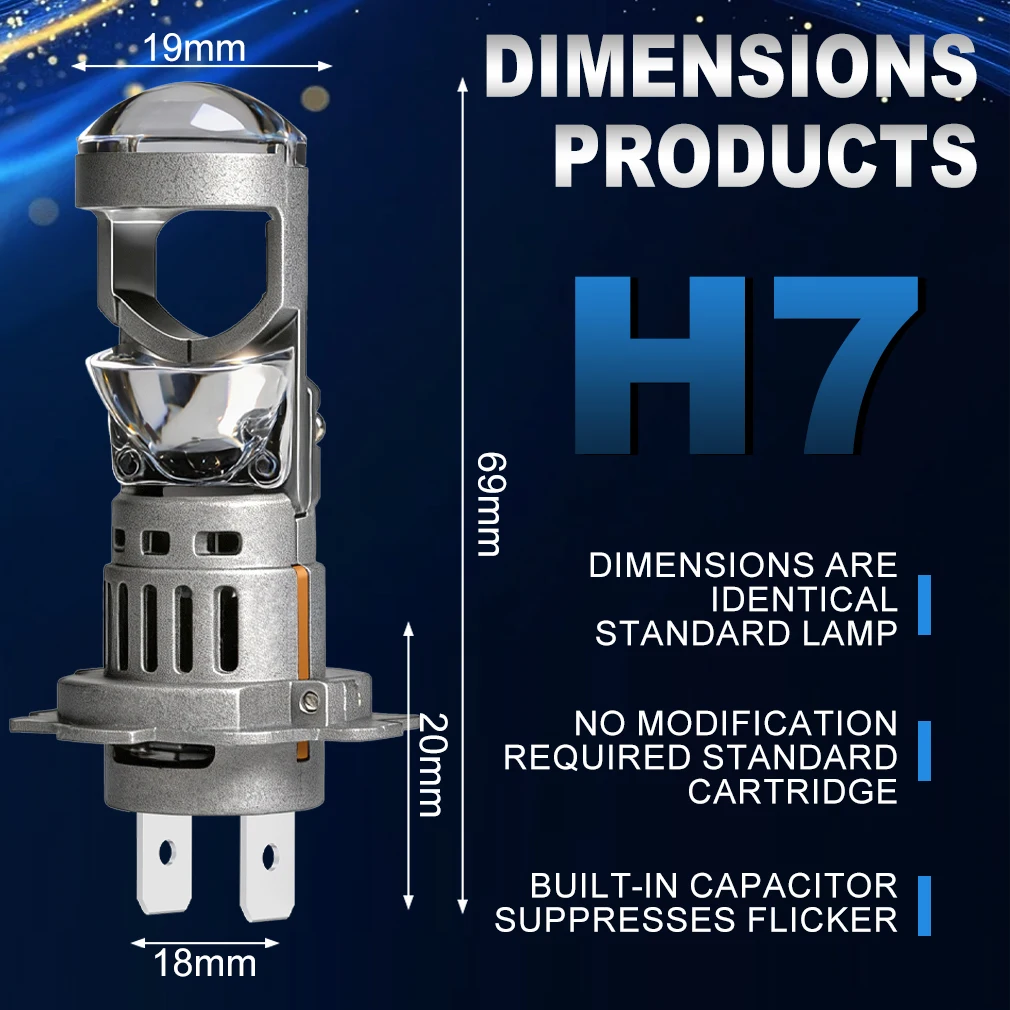 H7 LED 헤드라이트 프로젝터 렌즈 캔버스 20000LM 80W LED H7 라이트 상/하향등 램프 자동차 오토바이 헤드라이트 6000K 12V 24V