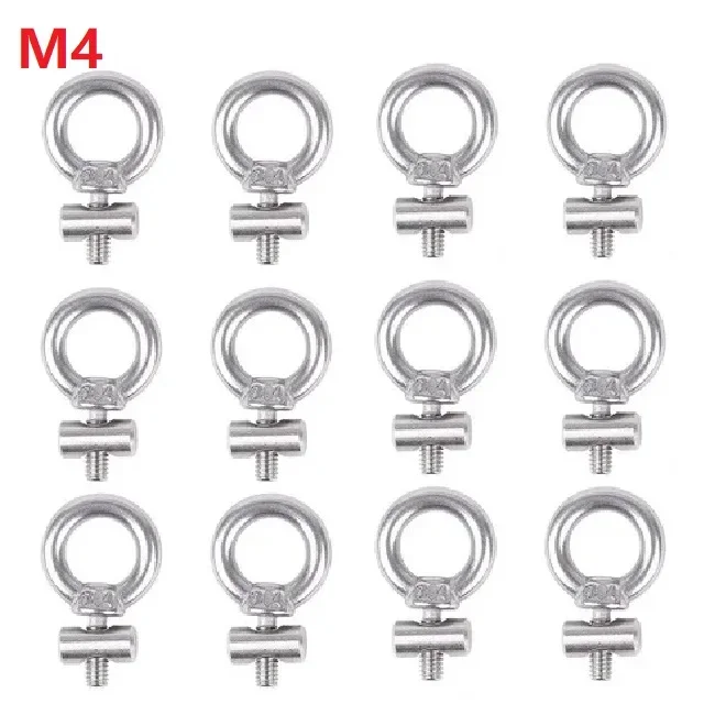 

4/6/8/10/12pcs Lifting Eye Nuts/ Screw Ring Eyebolt Ring Hooking Nut Screws M4 304 Stainless Steel For RV Caravan Boat Camper