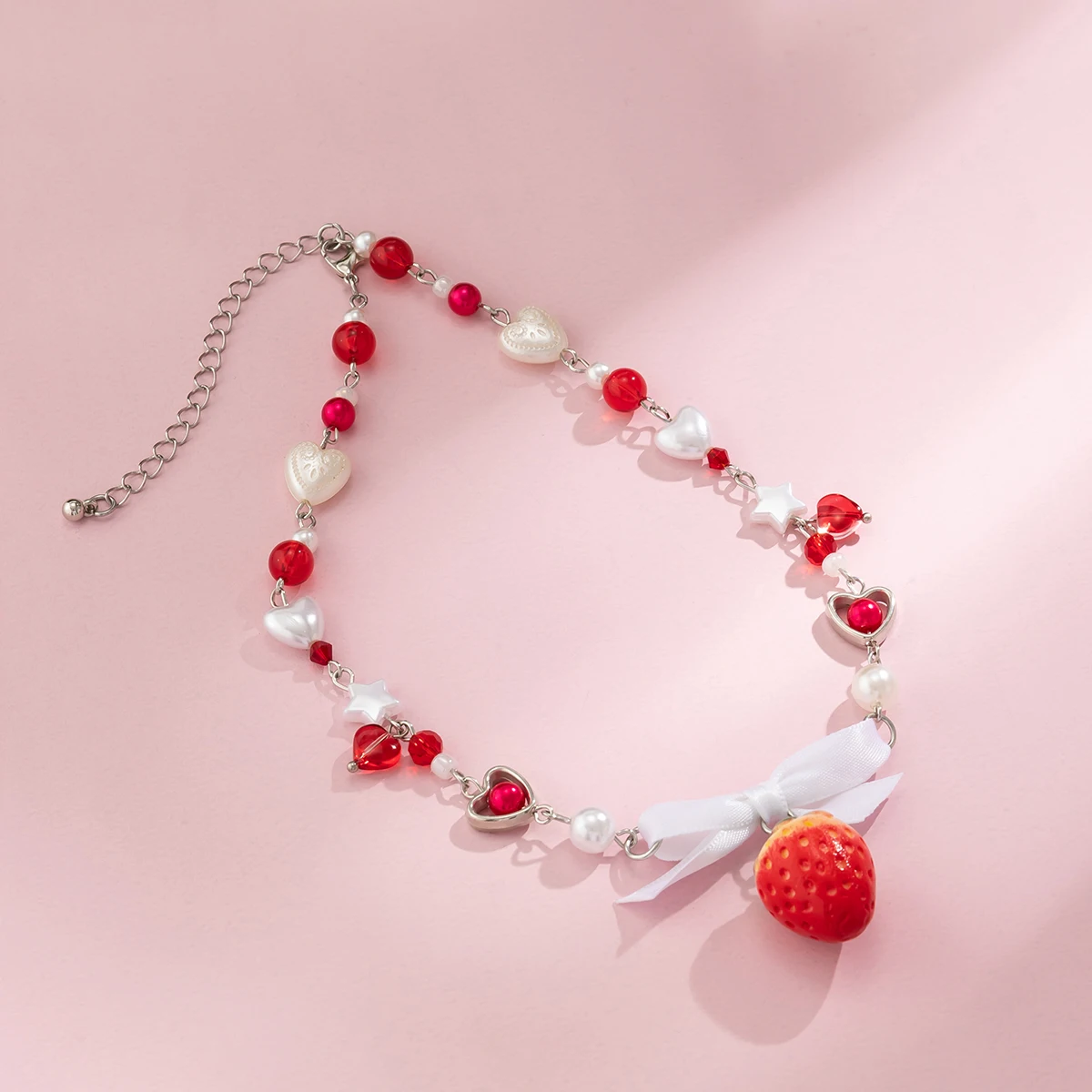 Salircon Korean Cute Red Strawberry Pendant Collar Necklace