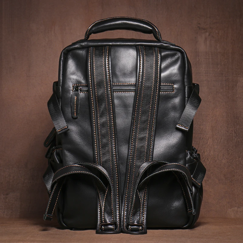 GURO Men's Genuine Leather Backpack Top Cowhide Outdoor Travel Bag Luxury Trendy Student School Bag Business Laptop Computer Bag 3