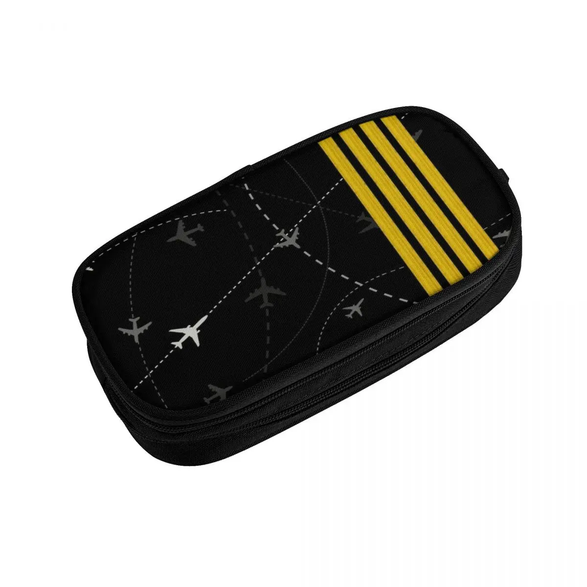 Airplane Flight Routes Captain Stripes Pencil Cases Large Capacity Aviation Aviator Pilot Pencil Pouch School Supplies