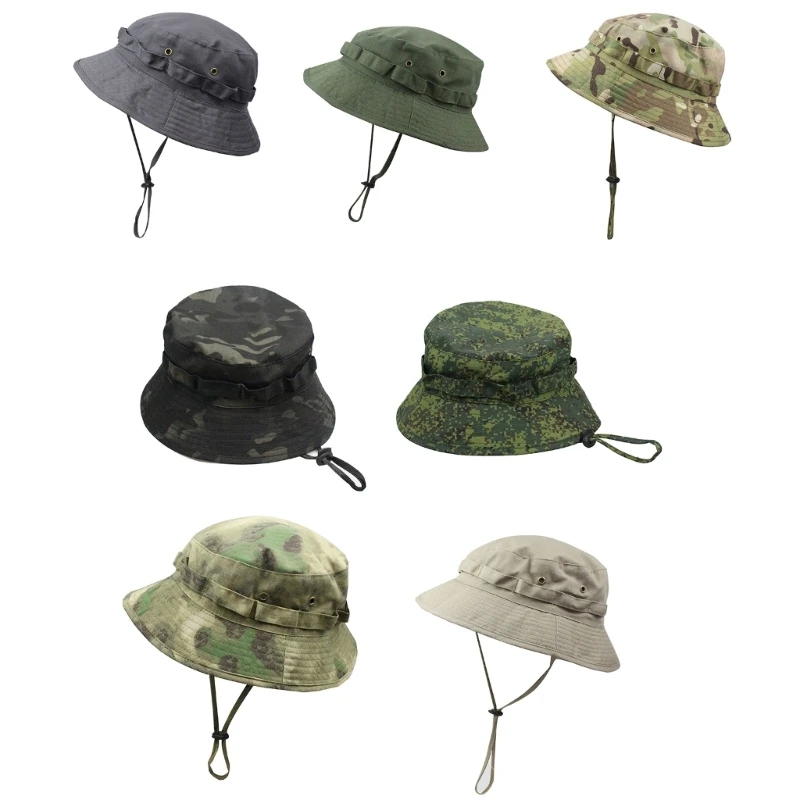 

Men Women Camouflage Round Bucket Hat Packable Outdoor Hiking Fishing Sun