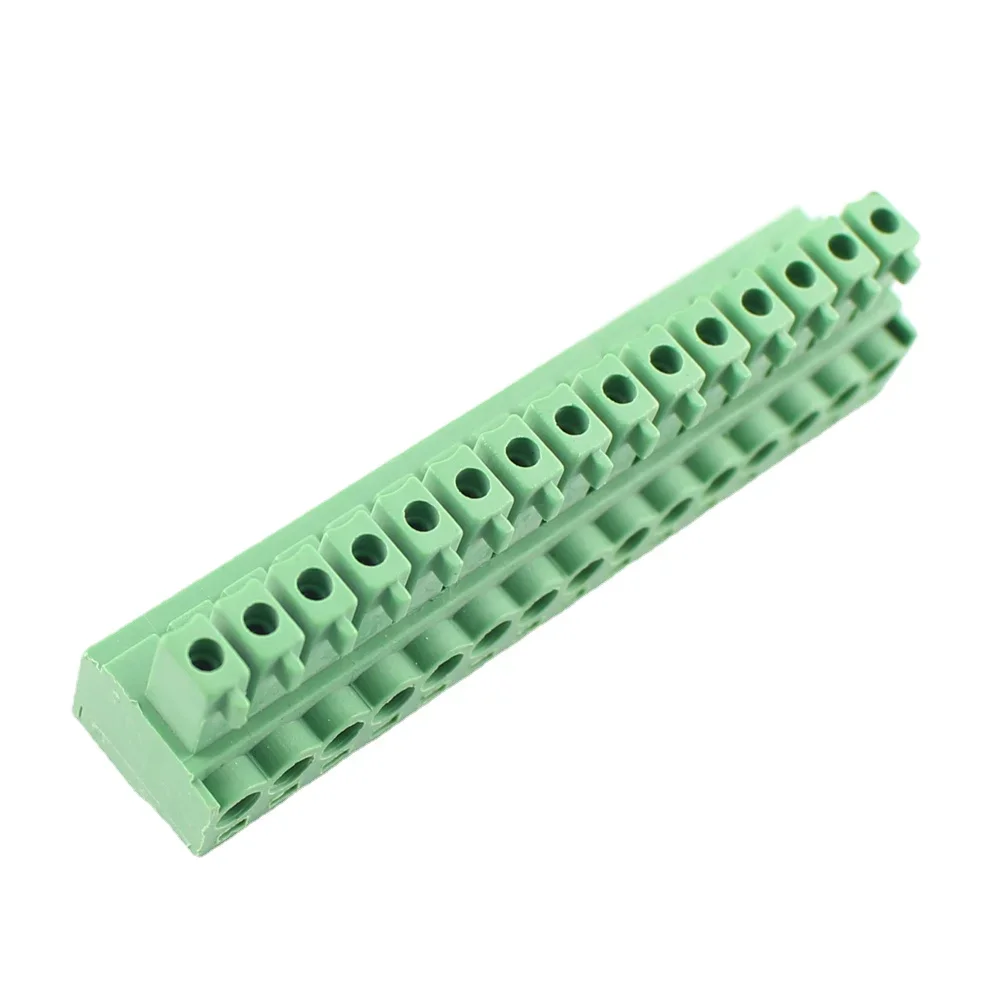 10Sets 3.5mm Pitch 15P 15 Pin Poles Way Female and Male Straight Screw Pluggable Terminal Block Plug Cable Connector 300V 8A