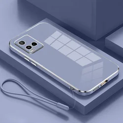 Luxury Square Plating ShockProof Silicone Back Phone Case Cover for Vivo Y21 (Gs6D grey)